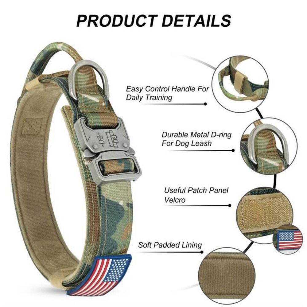 🐕Hotsky Tactical Dog Collar Camo Padded with Control Handle